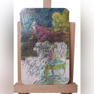 Vintage 1960’s  Montag Design by Kohn Woman In Green Room Signed by KOHN